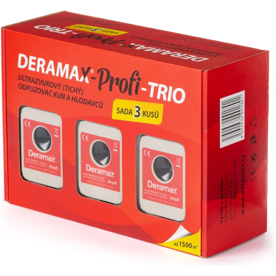 Deramax Profi Trio Ultrazvukový odpudzovač plašič kún a hlodavcov súprava 3 ks