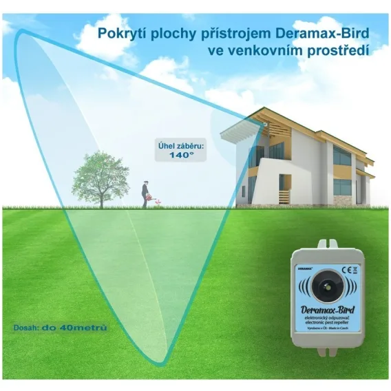 Deramax® Bird Ultrazvukový odpudzovač – plašič vtákov | Odpudzovače.sk