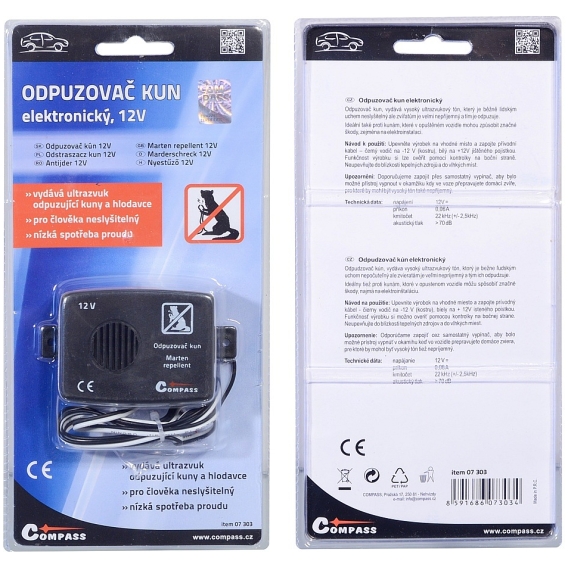 Odpudzovač kún a hlodavcov do automobilu elektronický 12V Compass