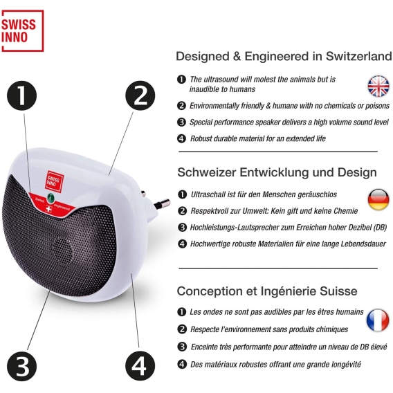 Mini ultrazvukový odpudzovač hlodavcov SWISSINNO 15m2