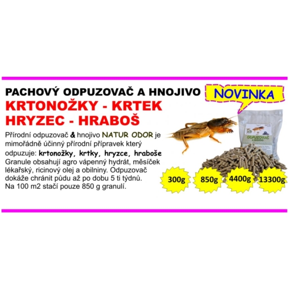 Prírodný pachový odpudzovač a hnojivo na Medvedíkov 850g