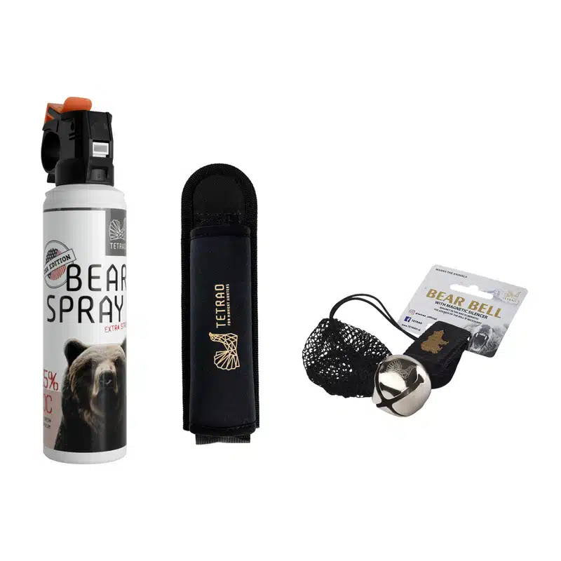 Ultimate balíček na medvede – TETRAO sprej 150 ml, puzdro a výstražná rolnička