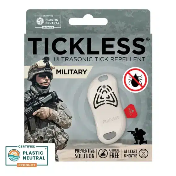 TICKLESS® Military Beige – ultrazvukový odpudzovač pripevnený na oblečení