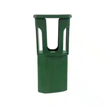 Detailný čelný pohľad na zelený plastový PROFI adaptér pre pachové ohradníky bez reflexnej pásky.