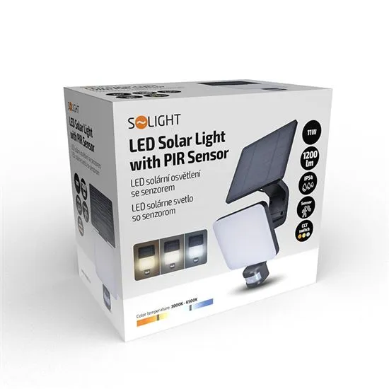 Výkonné solárne LED svetlo Solight 11W 1200lm v krabici