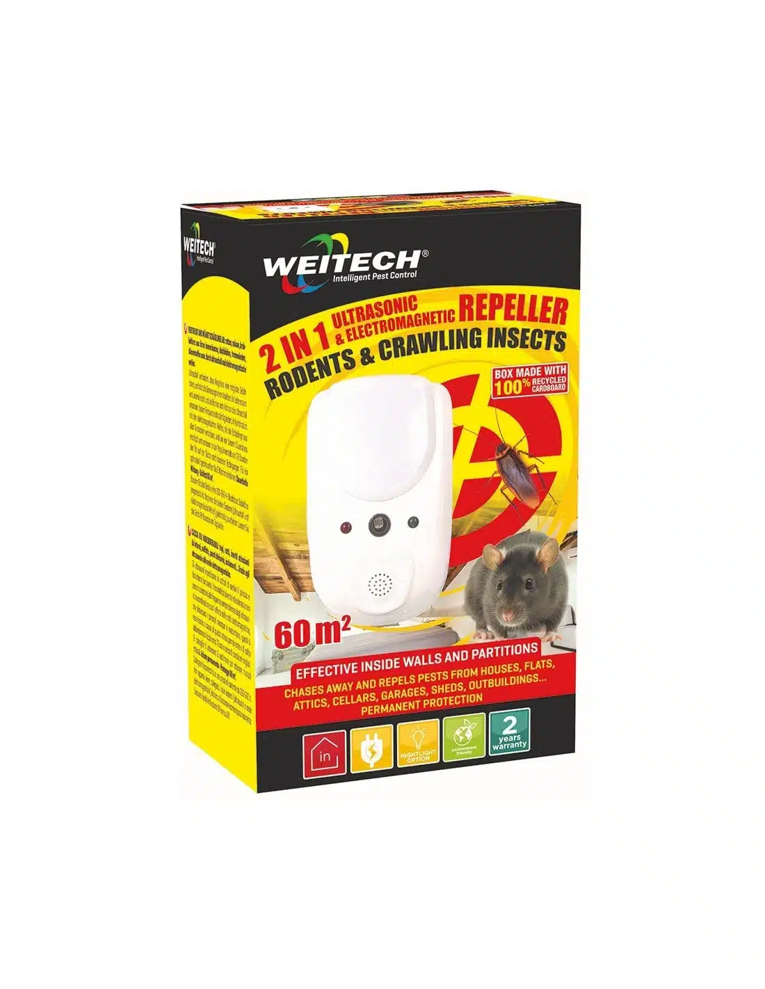Weitech duálny ultrazvukový a elektromagnetický odpudzovač 2v1 WK1003