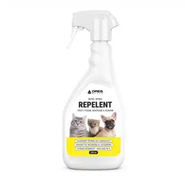 Plastová fľaša s rozprašovačom REPEL SPRAY repelent proti psom mačkám kunám a lasiciam 500 ml