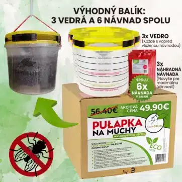 Výhodné balenie: 3x Veľkokapacitný vonkajší lapač múch Stay Green + 3x Náhradná návnada 100 g