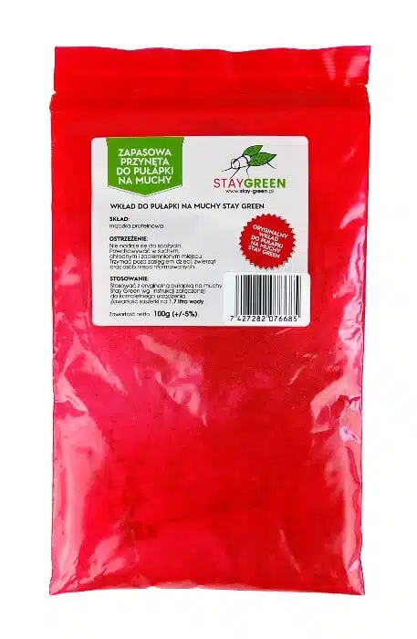 Papierové vrecko s prírodnou proteínovou návnadou STAY GREEN s hmotnosťou 100 gramov.